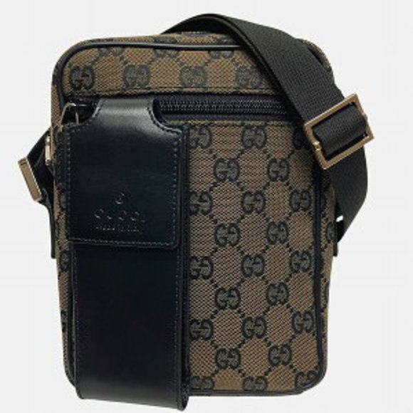 Gucci Canvas GG Bag Shoulder Pochette Brown - Picture 1 of 8